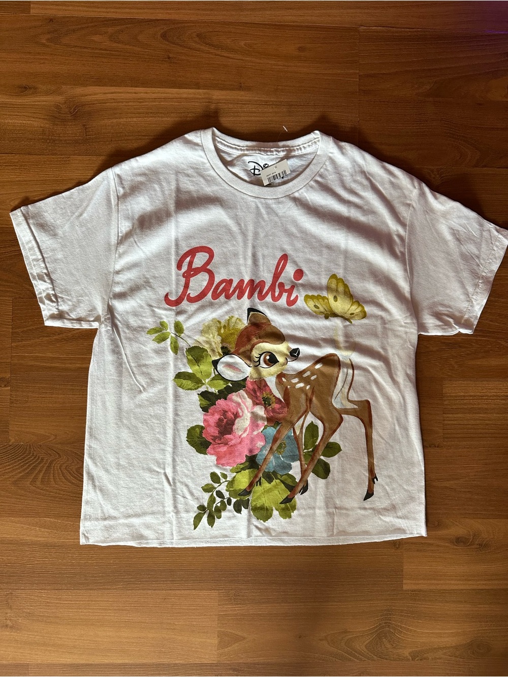 Hot Topic White Bambi Floral Graphic Tee